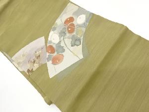 明綴れ地紙に万寿菊・紅葉模様織出し名古屋帯